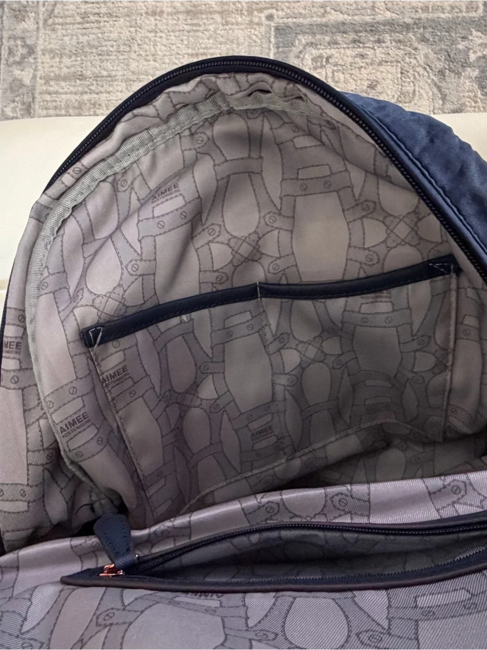Aimee Kestenberg Navy Backpack with Rose Gold Accents